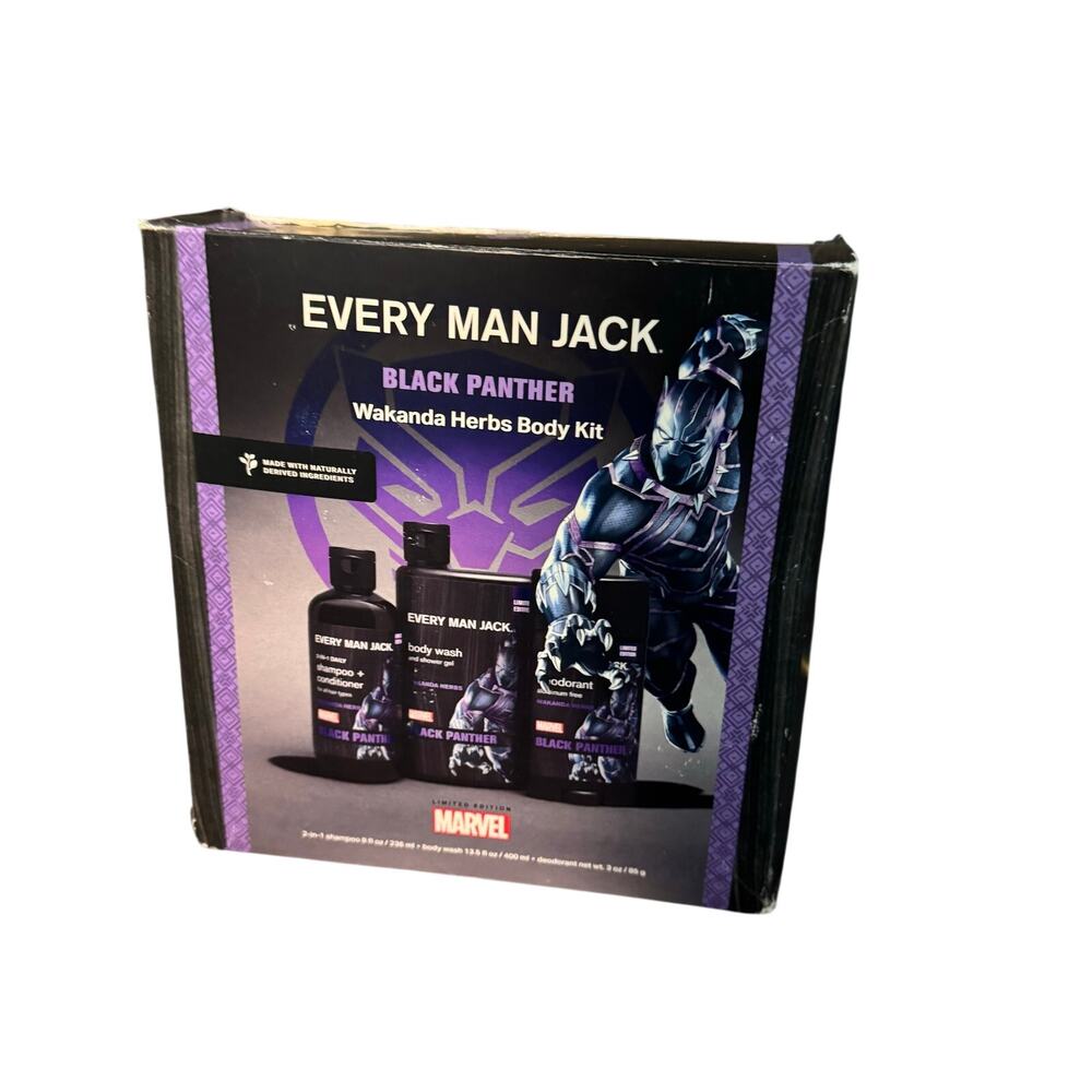 Every Man Jack Black Panther Wakanda Herbs Body Kit Marvel Gift Set Sealed